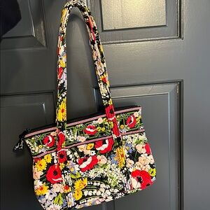 Vera Bradley Red and Yellow Shoulder Bag with Floral Design